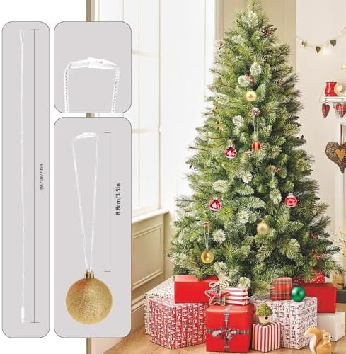 Christmas Hooks for Ornaments, 200 PCS White Christmas Ornament String Ribbon Hangers with Snap Hanging Ropes Hooks Cords Locking Xmas Holiday Tree Decorations Toddler Proof Adjustable Pendant - Image 3