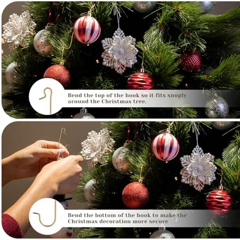 200 Pack Christmas Ornament Hooks, Christmas Tree Ornament Gold Hanging Hooks S-Shaped Christmas Ornament Hangers for Christmas Tree Garland Decorations New Year Party - Image 4