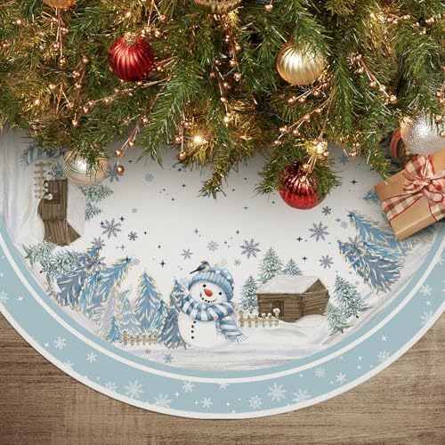 AVOIN colorlife Snowflake Snowman Cardinal Christmas Tree Skirt 48 Inch by AVOINcolorlife
