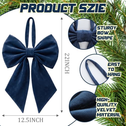Janinka Navy Blue Christmas Tree Topper Bow 22" Big,Velvet - Image 3