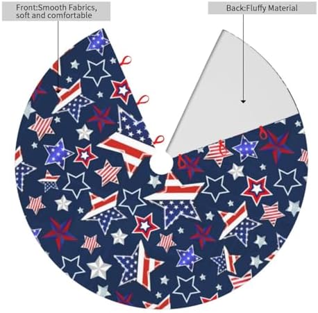 Patriotics Stars and Stripes Veterans Day 4th of July Memorial Day Christmas Tree Skirt - Plush Polyester Mat Resistant with 3 Red Ties for Xmas, Halloween Decorations, Party Decor 36" - Image 3