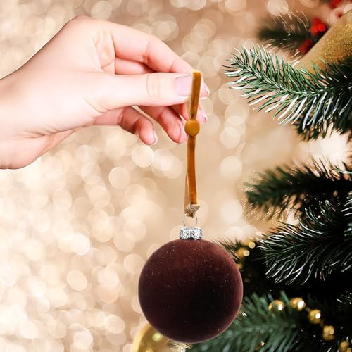 Daifunli 100 Pcs Christmas Velvet Ornament Strings Adjustable Ornament Hooks Non Slip Hangers Hooks Tree for Christmas Tree Decorations(Brown) - Image 6