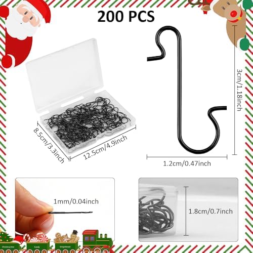 200 Pack Black Christmas Tree Hooks - Ornaments Hangers - Image 3