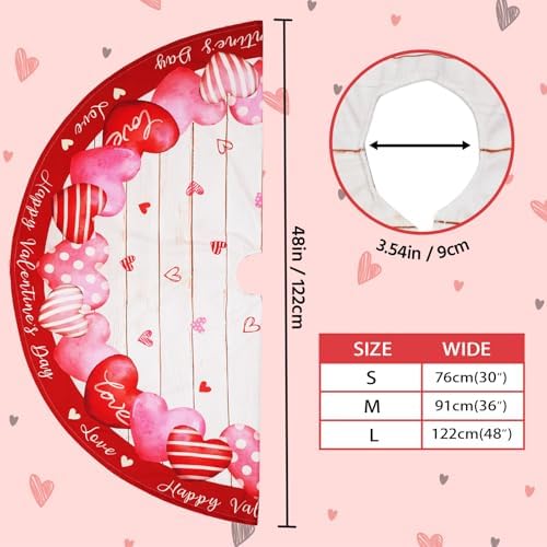 48 Inch Valentine's Day Tree Skirt Mat Short Plush Red Heart Tree Skirts for Indoor Outdoor Valentine's Day Tree Decoration(Red Heart&Letter) - Image 6