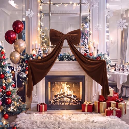 Knitgrip Extra Large Velvet Christmas Tree Topper Bow, Brown, 71 Inch - Image 5