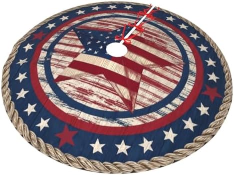 American Flag 4th of July Traditional Christmas Tree Skirt Holiday Party Xmas Tree Skirt Mat Christmas Ornaments Decoration 36 Inch - Image 7