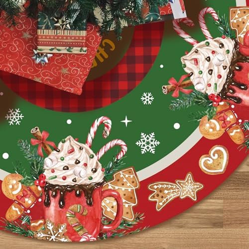 Blosssound Tree Skirt Buffalo Plaid,48 Inch,Ice Cream,Multicolor by Blosssound
