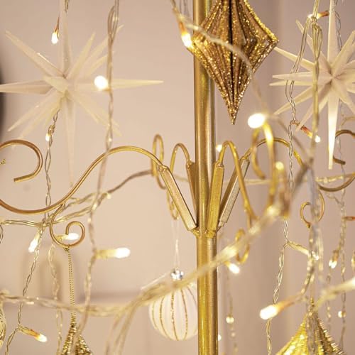 Barton 6.4ft Wrought Iron Ornament Display Christmas Hooks for Ornaments Small Craft Items Tree Easy Assembly and Stand - Gold - Image 6