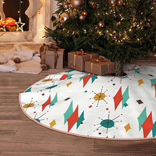 DKJlitter Christmas Tree Skirt 48 Inch, Mid Century Modern Retro Starburst by DKJlitter