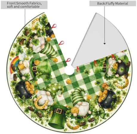 St.Patrick's Day Gnome Christmas Tree Skirt Tree Mat for Xmas Holiday Party Decorations Indoor Outdoor 36 Inch - Image 4