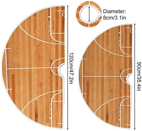 Blueangle 35.4Inch Basketball Court Christmas Tree Skirt Large Round Tree Skirt Polyester Christmas Tree Skirt Christmas Decorations - Image 3