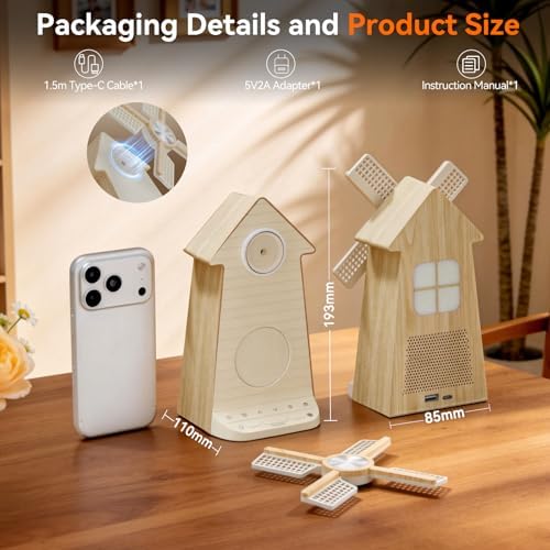 Sunrise Alarm Clock with Rotating Windmill, White Noise Machine for Sleeping with 20 Soothing Sounds, Sound Machine Alarm Clock for Bedrooms Kids Adults, 3-Level Night Light, USB Charger Port - Image 3