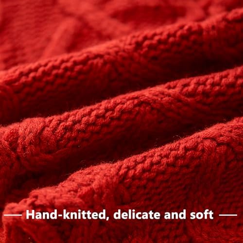 36 Inch Red Knitted Christmas Tree Skirt - Image 4