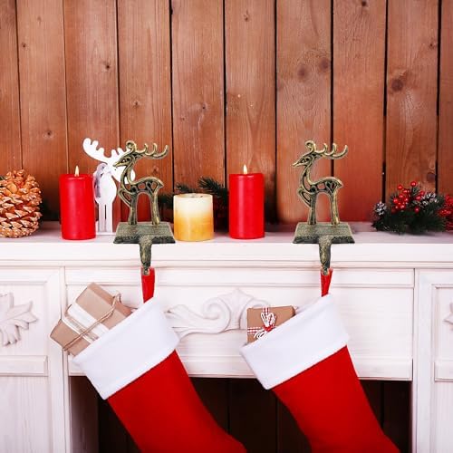 2 Pieces Reindeer Christmas Stocking Holder Christmas Hooks Skid Mantel Hooks Hanger for Fireplace Free Standing Christmas Decorations - Image 4