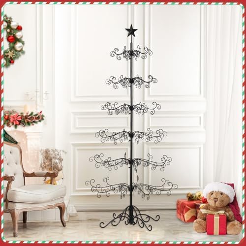 VINGLI 6ft Wrought Iron Christmas Tree w/192 Branch Tips, 6-Tier Metal Display Stand for Gifts, Box, Ornament Display Tree Suit for Holiday, Party, Home Decor, Indoor & Outdoor Decor Hanger, Black - Image 2