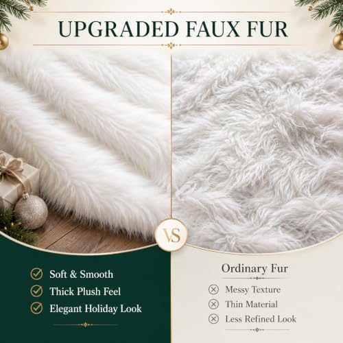 36 Inch Christmas Tree Plush Skirt Decoration for Merry Christmas Party Faux Fur Christmas Tree Skirt Decorations - Image 4