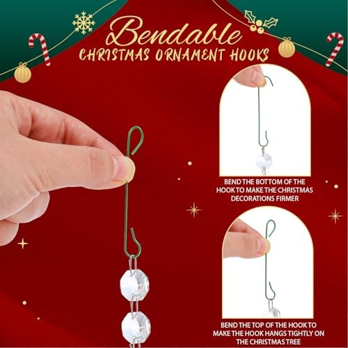 Mixweer 120pcs Christmas Ornament Hooks 0.51 x 2.36'', Multicolor - Image 5