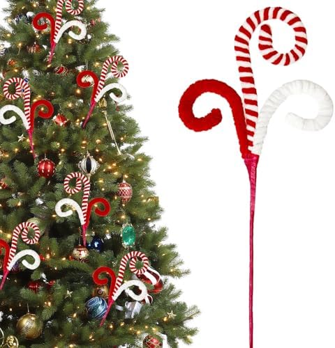 12 Pcs Candy Cane Christmas Decorations, Christmas Tree Picks, 17 Inch Red and White Christmas Ornaments for Christmas Tree Topper Filler, Big Large Ornaments Grinchs Candyland Xmas Decorations by Cherica