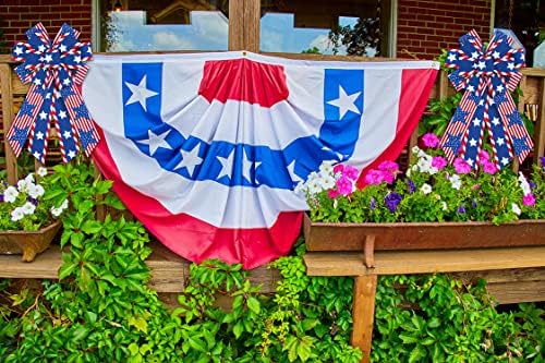 Large Patriotic Wreath Bow Veterans Day Bows for Wreath America Flag Star Bow for Patriotic 4th of July Decor Front Door Labor Day Tree Topper Decor Indoor Outdoor Ornament Supplies - Image 3