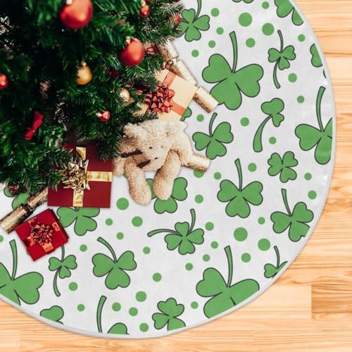 SUABO St Patricks Day Clover 48 Inch Christmas Tree Skirt, Soft Xmas Tree Mat for Party Decoration Holiday Decor Christmas Decorations Indoor Outdoor - Image 5