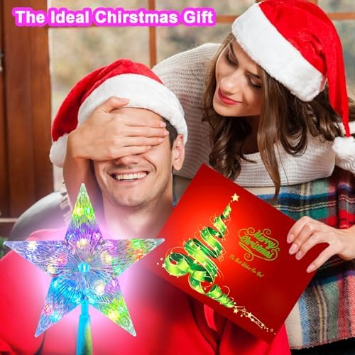 Christmas Tree Topper Star 9.0" LED Lighted Star Tree Top w/Remote Control, 128 Light Modes, Color Changing, Dimmable, Timer, USB Plug in, Wire 16.4Ft Treetop for Xmas Holiday Party Gift Decorations - Image 6