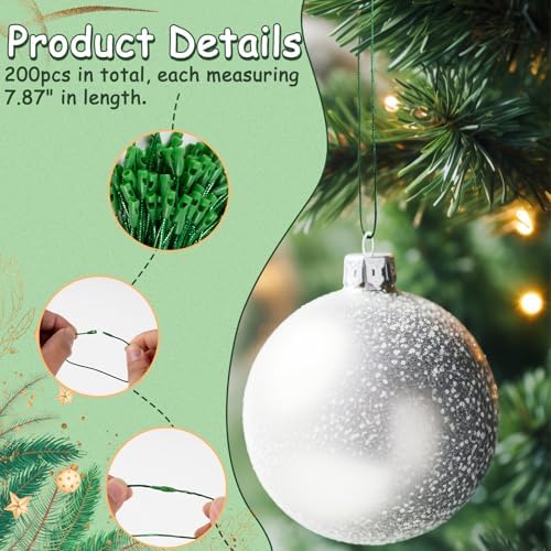 Christmas Tree Ornament String Hanger Precut Ribbon Hook with Snap Fastener - Image 3