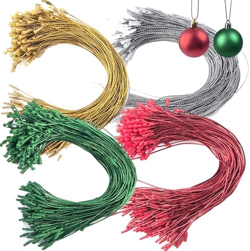 YOOHUA 604PCS 8inch Christmas Ornament Hooks, Ornament Hangers with Snap Ornament String for Christmas Tree Holiday Party Hanging Decorations Ropes Easy and Fast Locking (Gold Silver Red Green) by Unknown