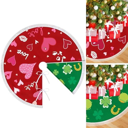 36 Inch Valentine's Day Tree Skirt Reversible St. Patrick's Decorations by VDKIDKT