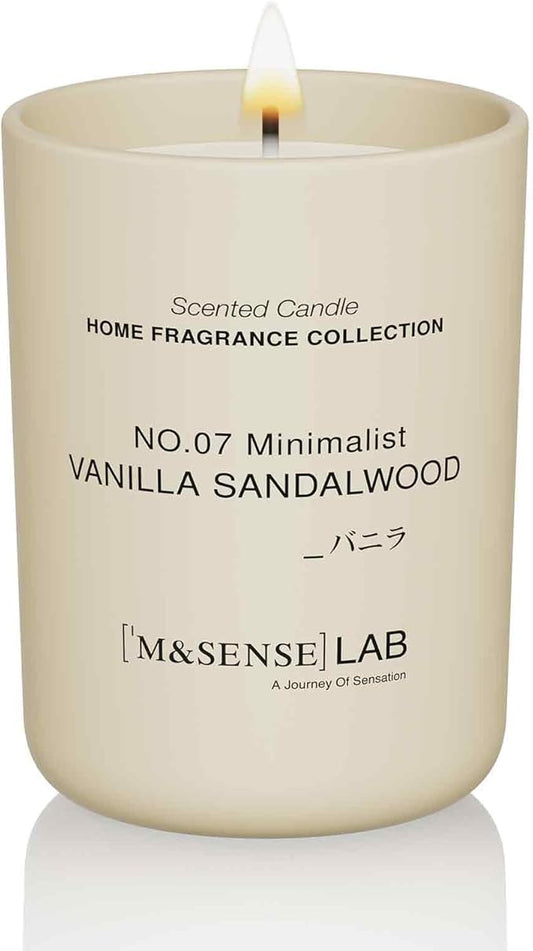 M&SENSE Natural Soy Candle| Vanilla Sandalwood | 8.82 oz, 50H Burn | Spring Scented Candles for Relaxation, Valentines Day Gift, Home Décor | for Bedroom, Office, Party Medium