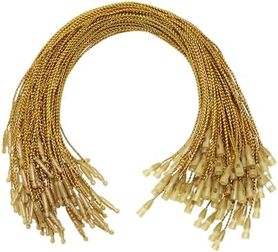 100Pcs Christmas Ornament Hooks Pre-Cut Ornaments Hanger Hanging String Ribbon Rope with Snap Fastener for Xmas Tree Party Holiday Decoration (Gold) by PPhtony