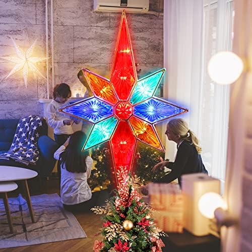 12" 11LED Lighted Christmas Tree Topper, Multicolor Bethlehem Star Treetop with Fairy Lights, 12" 11LED Tree Top,Bethlehem Star Multi - Image 5