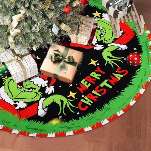 Christmas Tree Skirt Christmas Decorations Soft Red Green Christmas Decor Mat for Xmas Holiday Decorations 48" - Image 5
