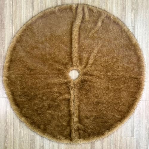 Huntsman High-Pile Faux Fur Christmas Tree Skirt with Hidden Slide Clasp Closure and Durable Microfiber Backing (Bronze, 72-Inch) - Image 3