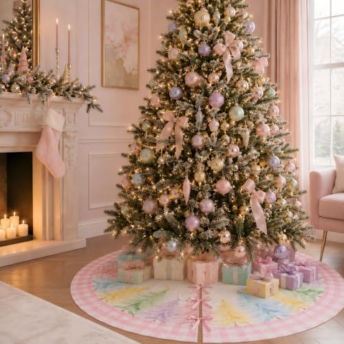 Sanwuta Christmas Tree Skirt 36 Inch Pastel Candy Christmas Decoration - Image 4