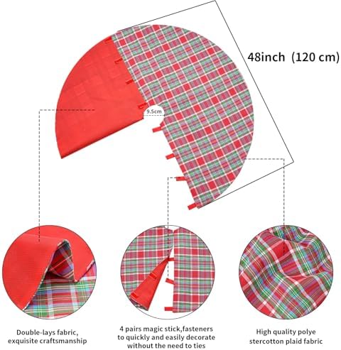 Large Buffalo Plaid Tree Skirt 48 Inch Christmas Tree Skirt - Image 3