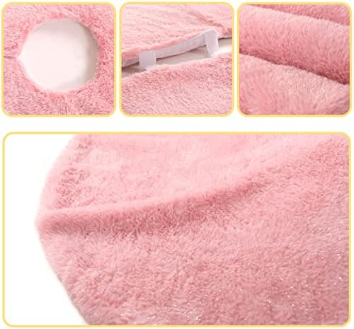 Christmas Tree Skirt 30 inch Pink Faux Fur Soft Fluffy Ornaments Xmas Tree Skirts for Xmas Tree Ornaments and Party Holiday Decorations - Image 3