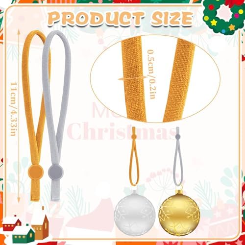 JUNEBRUSHS 150Pcs Ornament String for Christmas Tree, Adjustable Ribbon Hangers Christmas Ties String Ribbon Loops for Ornament Hanging Tree Decorations, Gold Silver - Image 3