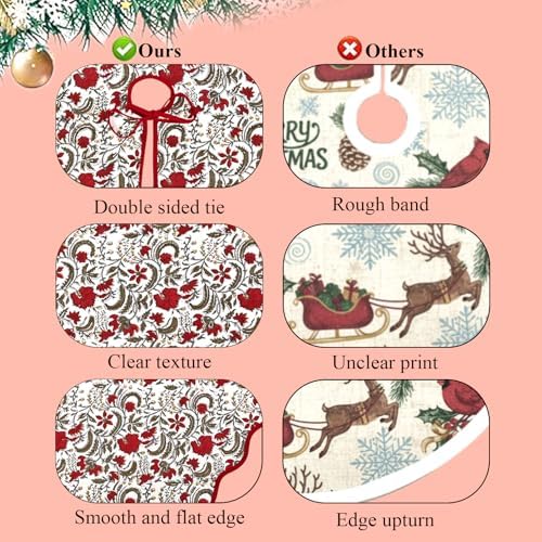 Ridhi Prune Red Hand Block Print Cotton Christmas Tree Skirt 40 Inch - Image 5