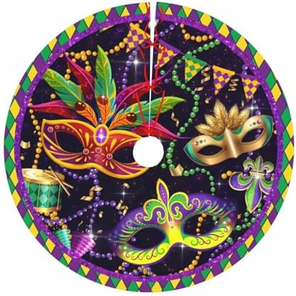 Mardi Gras Christmas Tree Skirt 48" for Xmas Halloween New Year Holiday Party Home Tree Mat Decor Ornaments Decoration - Image 6