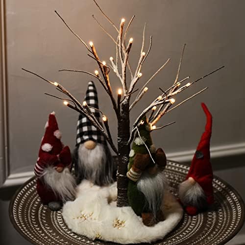 Christmas Tree Skirt, 11 inch Mini White Snowflake Xmas Tree Skirt, Double Layer Faux Snowy Fur with Gold Sequins Skirts Used for Table Top, Birch Table Tree Lights, Christmas Party - Image 3