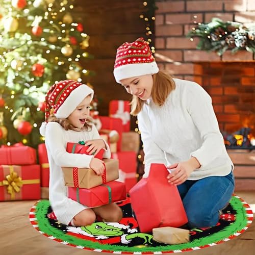 Christmas Tree Skirt Christmas Decorations Soft Red Green Christmas Decor Mat for Xmas Holiday Decorations 48" - Image 6
