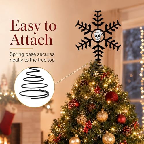 Soulchen Christmas Snowflake Tree Topper Metal Gothic Halloween Decor - Image 5