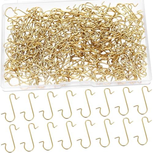 250 PCS Christmas Ornament Hooks, Ornament Hangers Hooks, Metal Wire Ornaments Hook with Storage Box for Christmas Tree Party Balls Decoration (Gold) by Unknown
