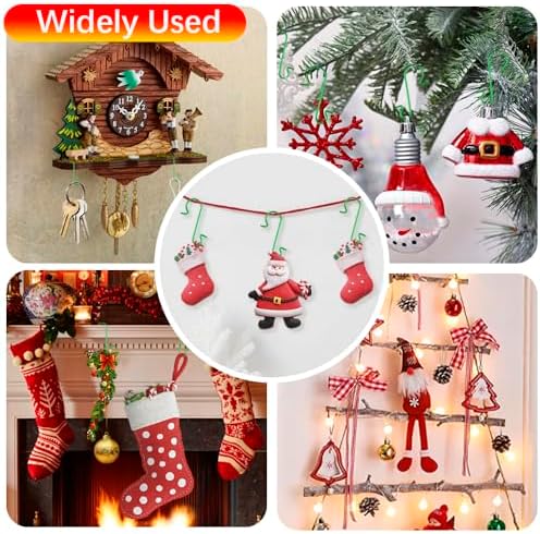 Ornament Hooks 200Pcs Green Christmas Ornament Hooks for Christmas Trees Metal Wire Ornament Hangers with Storage Box 1.2" Mini Christmas Tree Hooks Xmas Hanging Hooks for Christmas Decor Party Balls - Image 7