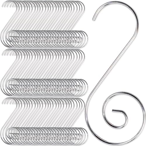 TIHOOD 200PCS 2inch Ornament Hooks, Christmas Ornament Hangers, Christmas Tree Hanger Baubles Ball Metal Hooks Xmas Decoration S Hooks (Silver) by Tihood