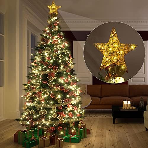 10 Inch Christmas Star Tree Topper Lighted Pentagram Tree Topper Xmas Tree Topper with Warm LED Lights for Christmas Tree Decorations(Gold) - Image 6