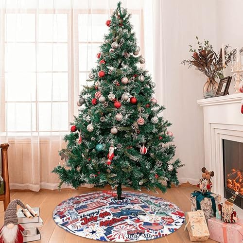 Patriotic Tree Skirt 30" 4th of July Tree Topper Christmas Tree Skirts - Image 4