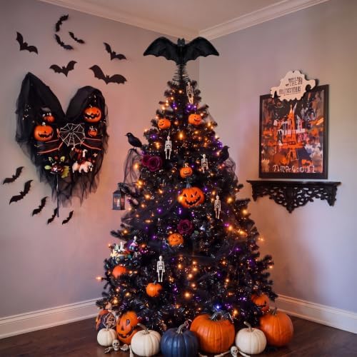 Suncalla 11 Inch Halloween Bat Tree Topper, Spooky Christmas Tree Topper - Image 4
