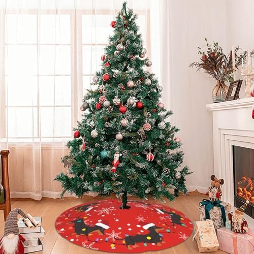 Dachshund Christmas Tree Skirt Dog Funny Tree Mat for Farmhouse Xmas Holiday Party Decorations Indoor Outdoor 36 Inch - Image 2
