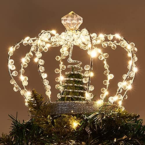PEIDUO Christmas Crown Tree Topper, Light up Tree Topper Lighted Toppers by PEIDUO